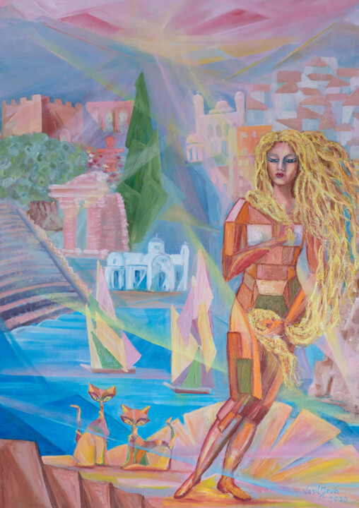 Pintura intitulada "Aphrodite and Cypru…" por Galina Vasiljeva, Obras de arte originais, Óleo