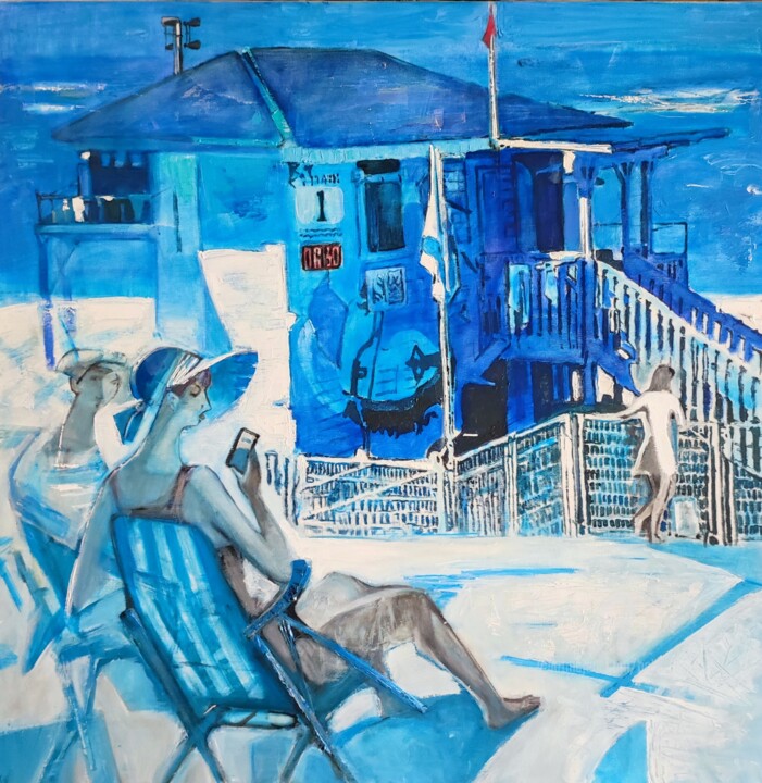 Painting titled "Ajami Beach" by Galya Didur, Original Artwork, Acrylic