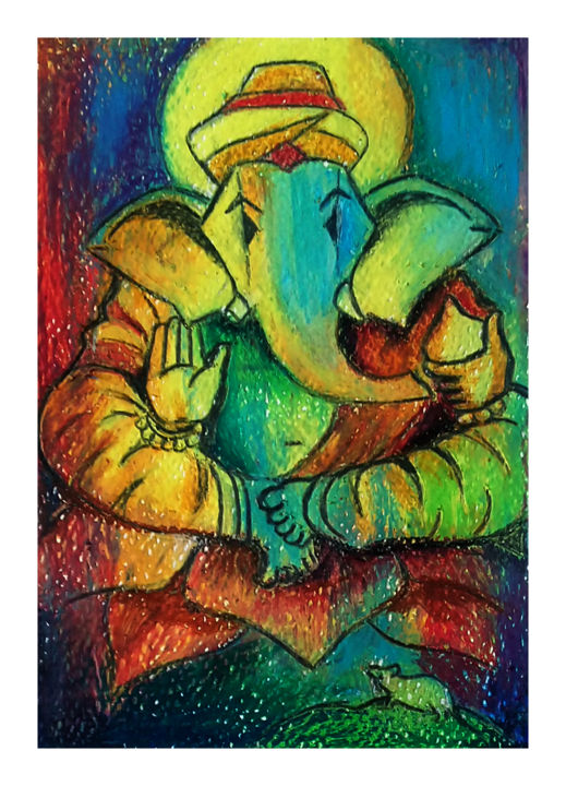 绘画 标题为“Lord Ganesh” 由Ganesh Velayudhan, 原创艺术品, 粉彩