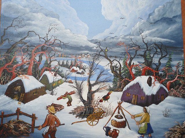 Painting titled "paesaggio invernale" by T.Vante, Original Artwork, Oil