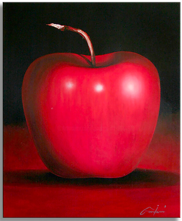 "Red Apple 2" başlıklı Tablo Gardani tarafından, Orijinal sanat, Petrol Ahşap Sedye çerçevesi üzerine monte edilmiş