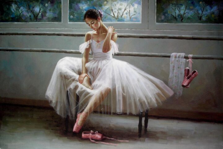 Pintura titulada "Ballerina 004D" por Garvin Ree, Obra de arte original, Oleo Montado en Bastidor de camilla de madera