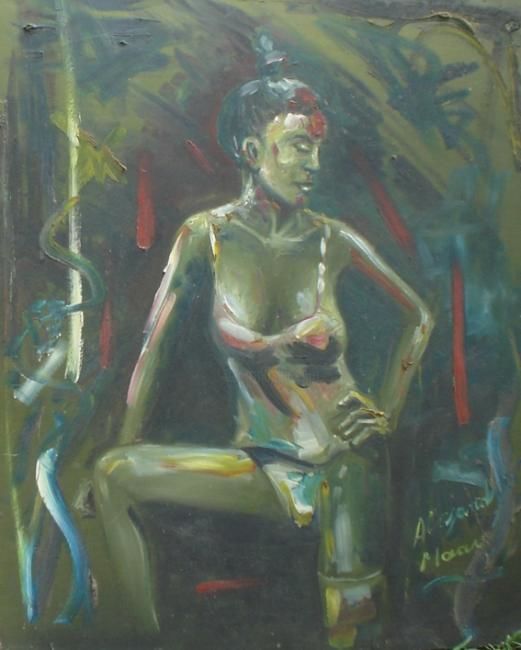 Картина под названием "Mujer verde" - Alejandro Maass, Подлинное произведение искусства