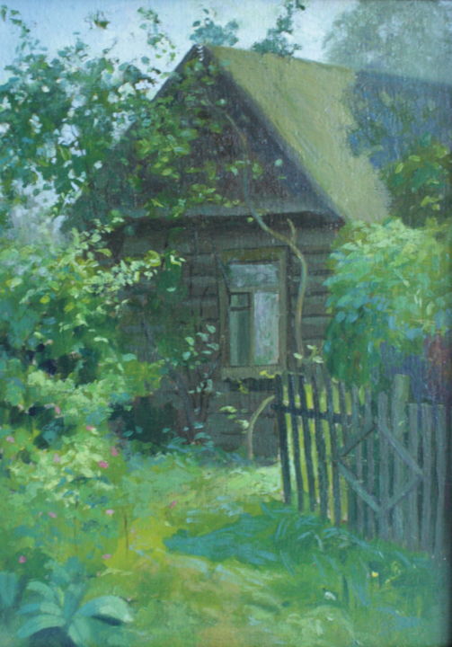 Painting titled "Сельская заводь. Ru…" by Vladimir Gats, Original Artwork, Oil