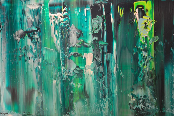 Картина под названием "Green Glass of Ocean" - Gayane Karapetyan (Gaya), Подлинное произведение искусства, Акрил