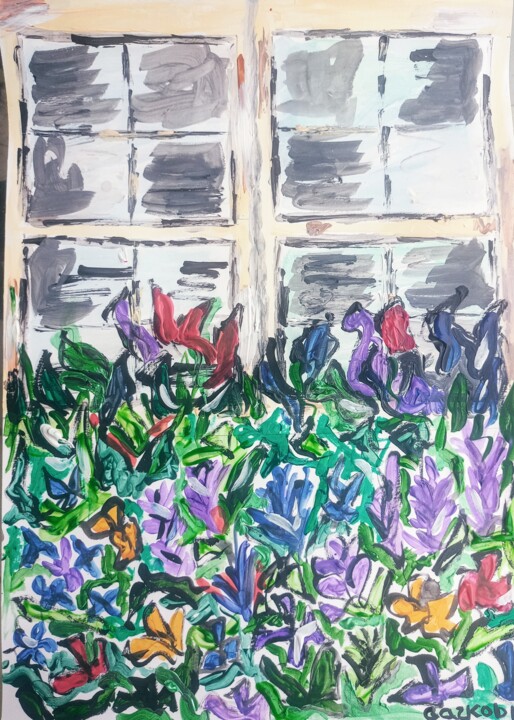 Painting titled "From the window" by Gazkob, Original Artwork, Acrylic