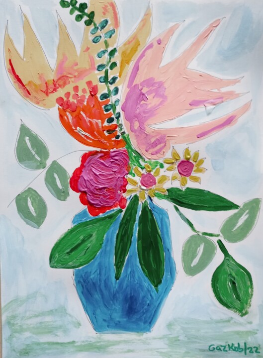 Pintura titulada "Bouquet n°4" por Gazkob, Obra de arte original, Acrílico