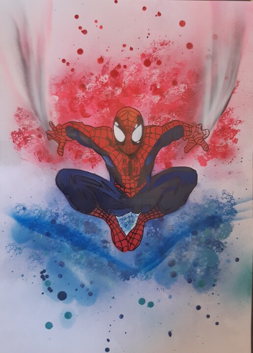 Ζωγραφική με τίτλο "Spider man" από Gecko, Αυθεντικά έργα τέχνης, Σπρέι βαφής