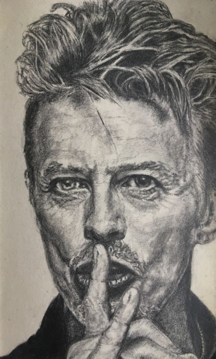 Drawing titled "Bowie" by Geert De Vuyst, Original Artwork, Pencil