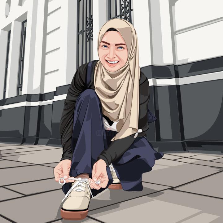 Drawing titled "Minimalist Hijab Ve…" by Gemerlap Subuh, Original Artwork, 2D Digital Work