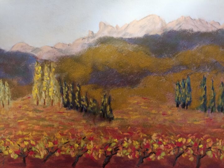 Peinture intitulée "Les Dentelles de Mo…" par Genevieve Fraysse, Œuvre d'art originale, Pastel