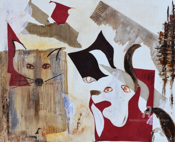 Collages intitulée "Rêveries" par Geneviève Lamya Pous, Œuvre d'art originale, Collages Monté sur Châssis en bois