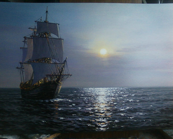 Peinture intitulée "на море" par Gennadii Tokarev, Œuvre d'art originale, Huile