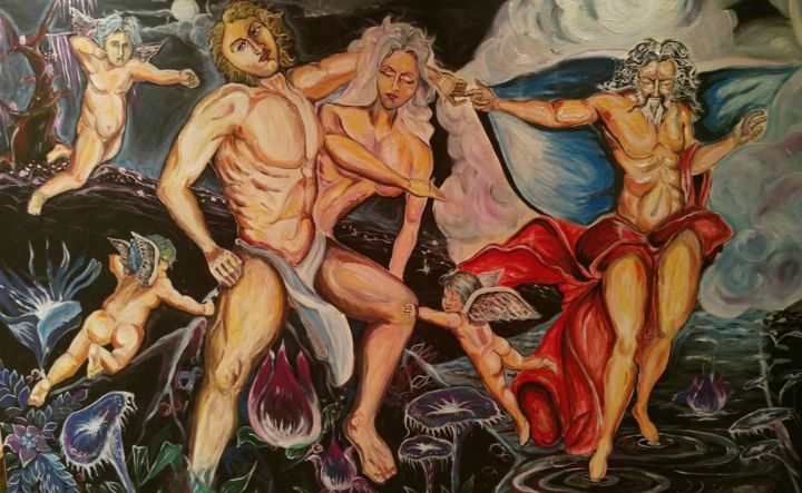 Картина под названием "CREATION OF EVA" - George Balmus, Подлинное произведение искусства, Акрил