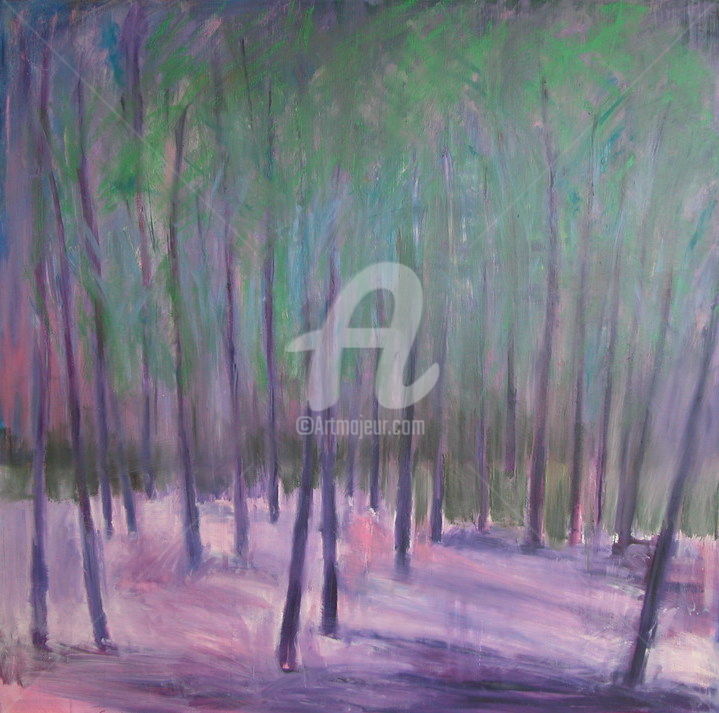 Painting titled "Purple Forest" by Georgina Rey, Original Artwork, Oil