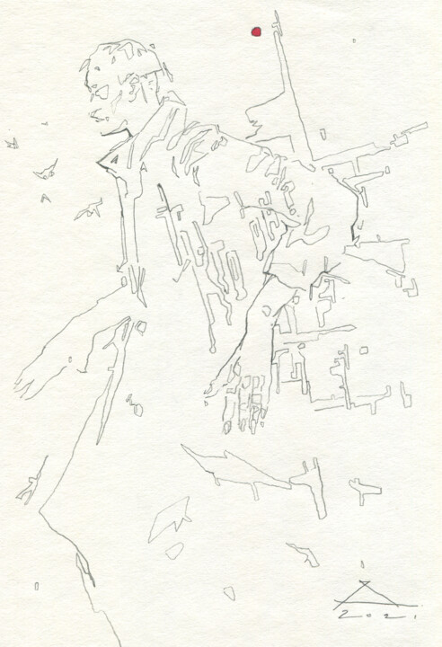 Dibujo titulada "Who is he?" por Georgy Stork, Obra de arte original, Lápiz