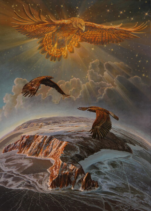 Картина под названием "Above Olkhon Island…" - Георгий Инешин (Georgy Ineshin / GOTCHA), Подлинное произведение искусства, М…