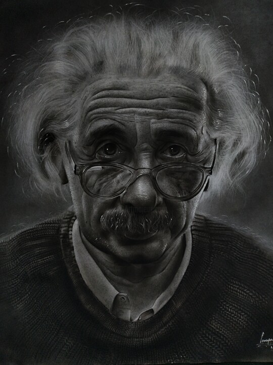Dibujo titulada "Portrait of Albert…" por Gerald Udoinyang, Obra de arte original, Carbón