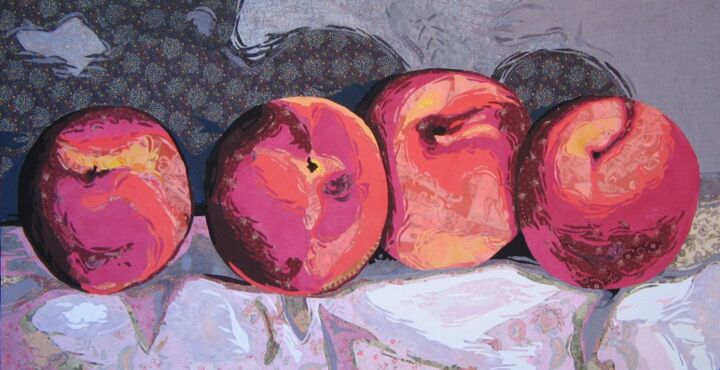 Textile Art titled "Peaches" by Geraldine Clarkson, Original Artwork, Fabric