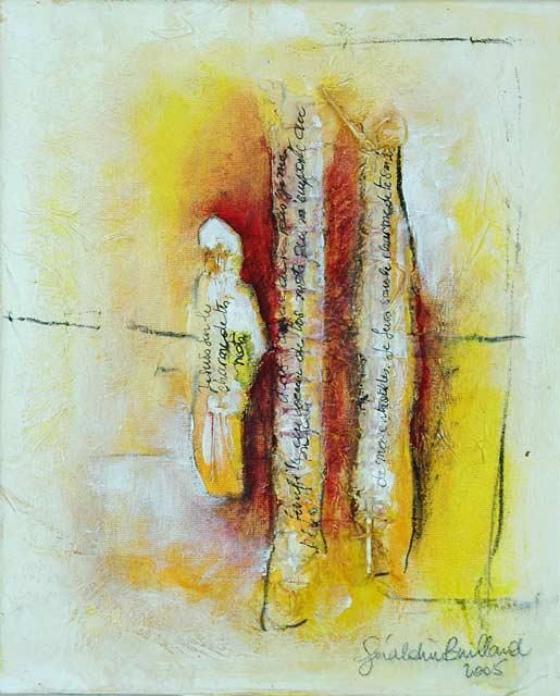 Painting titled "sur tes traces" by Géraldine Entiope, Original Artwork