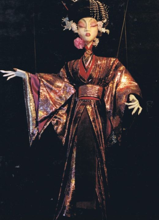 Textielkunst getiteld "Geisha" door Gérard Courcelle, Origineel Kunstwerk, Stof
