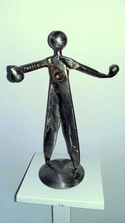 Sculpture intitulée "LE JOUEUR DE PETANQ…" par Gerard Lami, Œuvre d'art originale, Métaux