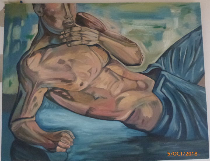 Pintura titulada "Torso de Hombre" por Gerardo Rodriguez Granda, Obra de arte original, Oleo Montado en Otro panel rígido