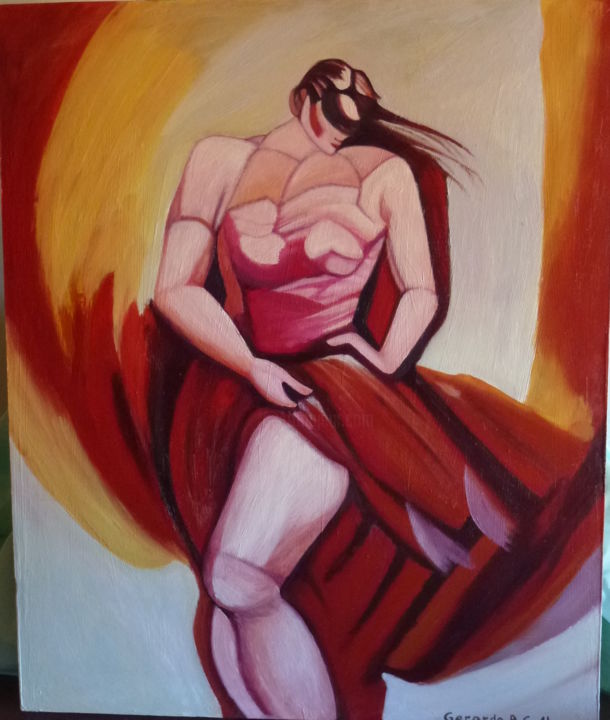 Pintura titulada "Mujer Posando" por Gerardo Rodriguez Granda, Obra de arte original, Oleo Montado en Otro panel rígido