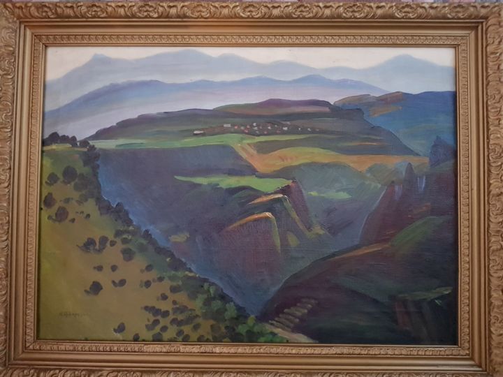 「Toumanian's Canyon」というタイトルの絵画 Unico Art Galleryによって, オリジナルのアートワーク, オイル