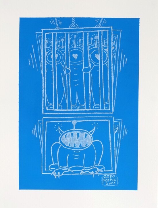Dibujo titulada "untitled (Imprisone…" por Gero Pöpel, Obra de arte original, Tiza