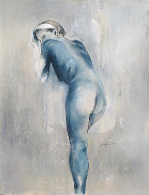 Peinture intitulée "la femme bleue" par Anneghelf, Œuvre d'art originale