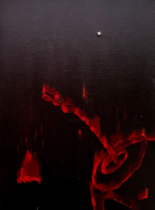 Painting titled "La Cerise d’Or" by Gian-Carlo Garcia Moniz, Original Artwork, Acrylic Mounted on Wood Stretcher frame