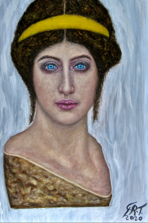 Painting titled "The goddess Athena" by Gian Roberto Tognetti, Original Artwork, Oil