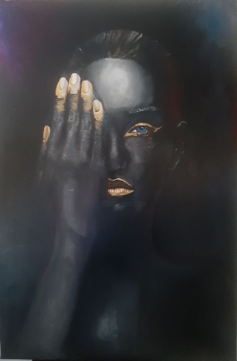 Peinture intitulée "Black and gold" par Gian Carlo Viviani, Œuvre d'art originale, Huile Monté sur Châssis en bois