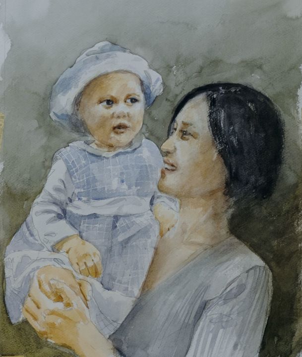 Painting titled "Lu Lu e Anna" by Gianni Pedrazzi, Original Artwork, Watercolor