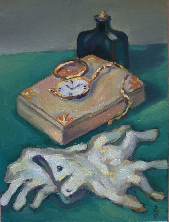 Painting titled "Gloves" by George Rurua, Original Artwork, Oil