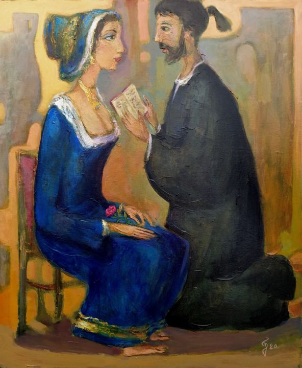 Painting titled "Poetic in love" by George Rurua, Original Artwork, Acrylic