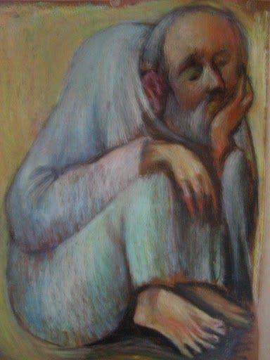 Painting titled "Thinker" by George Rurua, Original Artwork, Oil