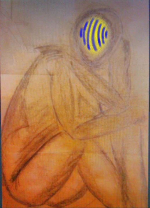 Рисунок под названием "labyrinthe" - Gil 2 Lérins, Подлинное произведение искусства, Мел