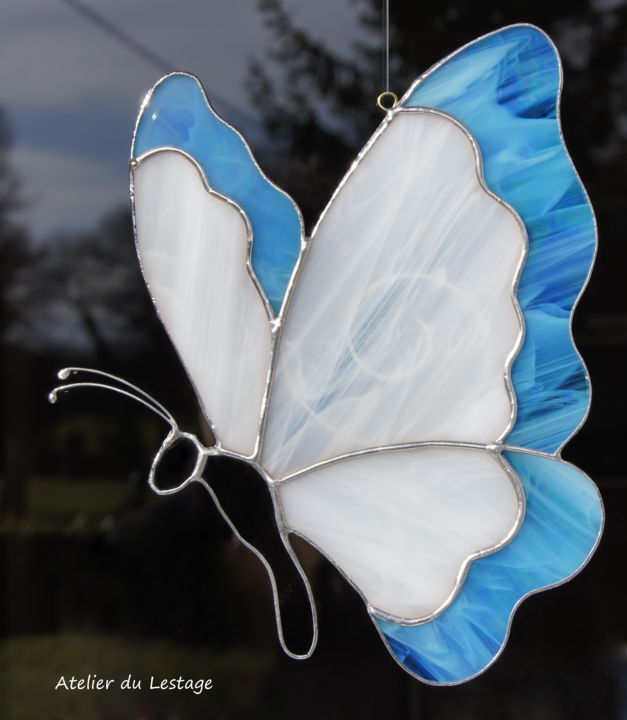 Papillon d'été Suspension mobile en verre Tiffany