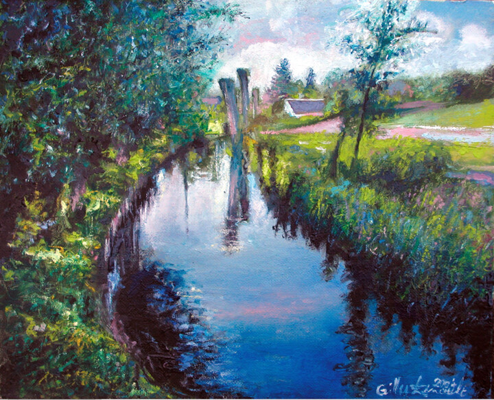 Pintura titulada "EPTE à BRAY ET LU" por Gilles Paul Esnault, Obra de arte original, Oleo Montado en Otro panel rígido