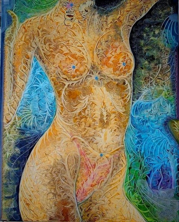 Painting titled "la pose" by Gilles Renard, Original Artwork