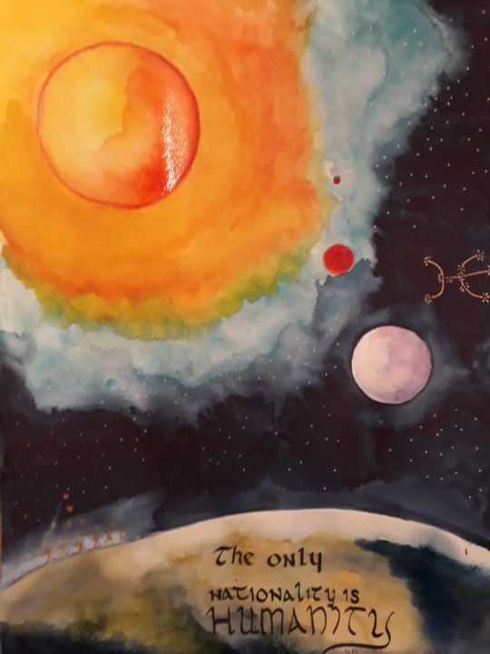 Painting titled "Humanity" by Gina Göransson, Original Artwork, Watercolor