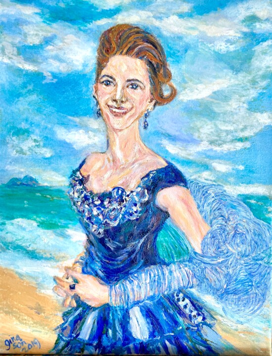 Painting titled "A Happy Bride at La…" by Gina Son, Original Artwork, Oil