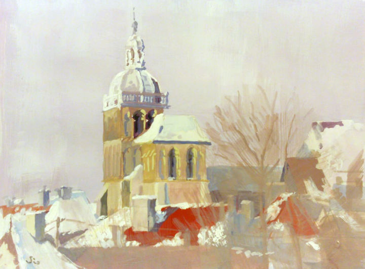 Painting titled "Basilique de Saint…" by Gio, Original Artwork, Gouache