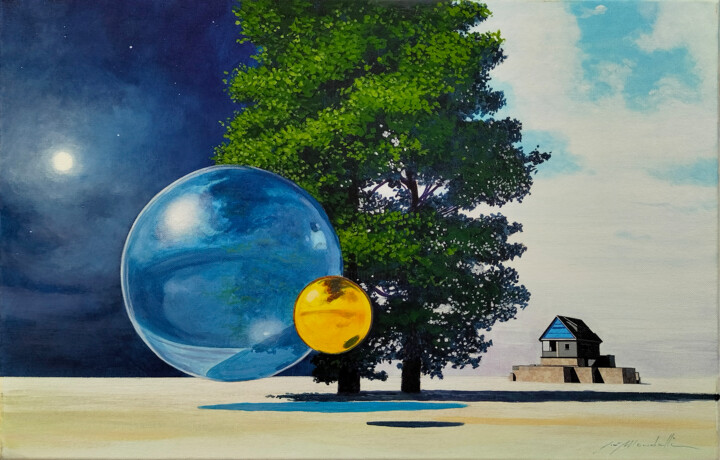 Peinture intitulée "La notte e il Giorno" par Gio Mondelli, Œuvre d'art originale, Acrylique