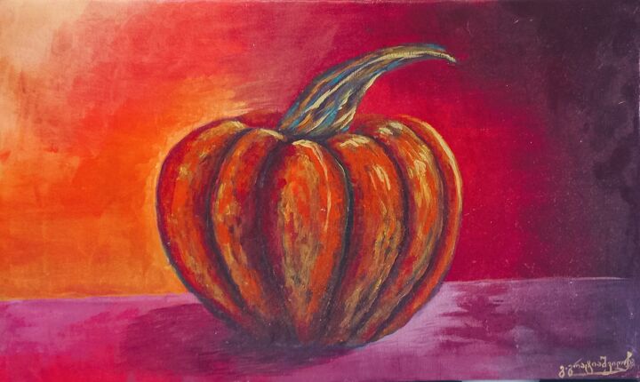 Dessin intitulée "Тиква.გოგრა. Pumpkin" par Giorgi Gratiashvili, Œuvre d'art originale, Acrylique