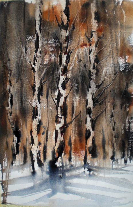 Painting titled "the wood 2 #artists…" by Giorgio Gosti, Original Artwork, Watercolor