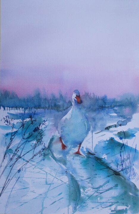 Painting titled "goose" by Giorgio Gosti, Original Artwork, Watercolor