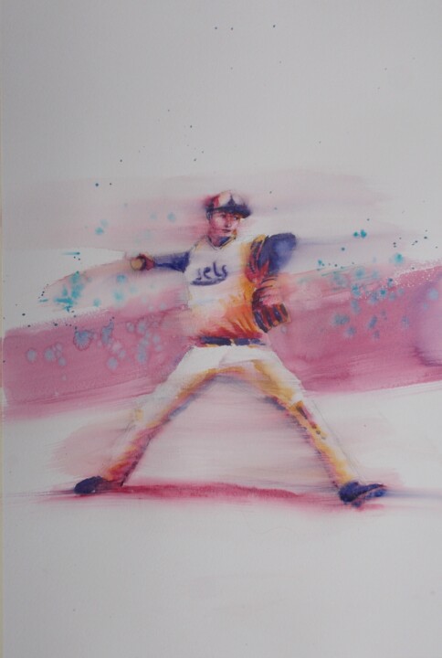 绘画 标题为“baseball player 21” 由Giorgio Gosti, 原创艺术品, 水彩